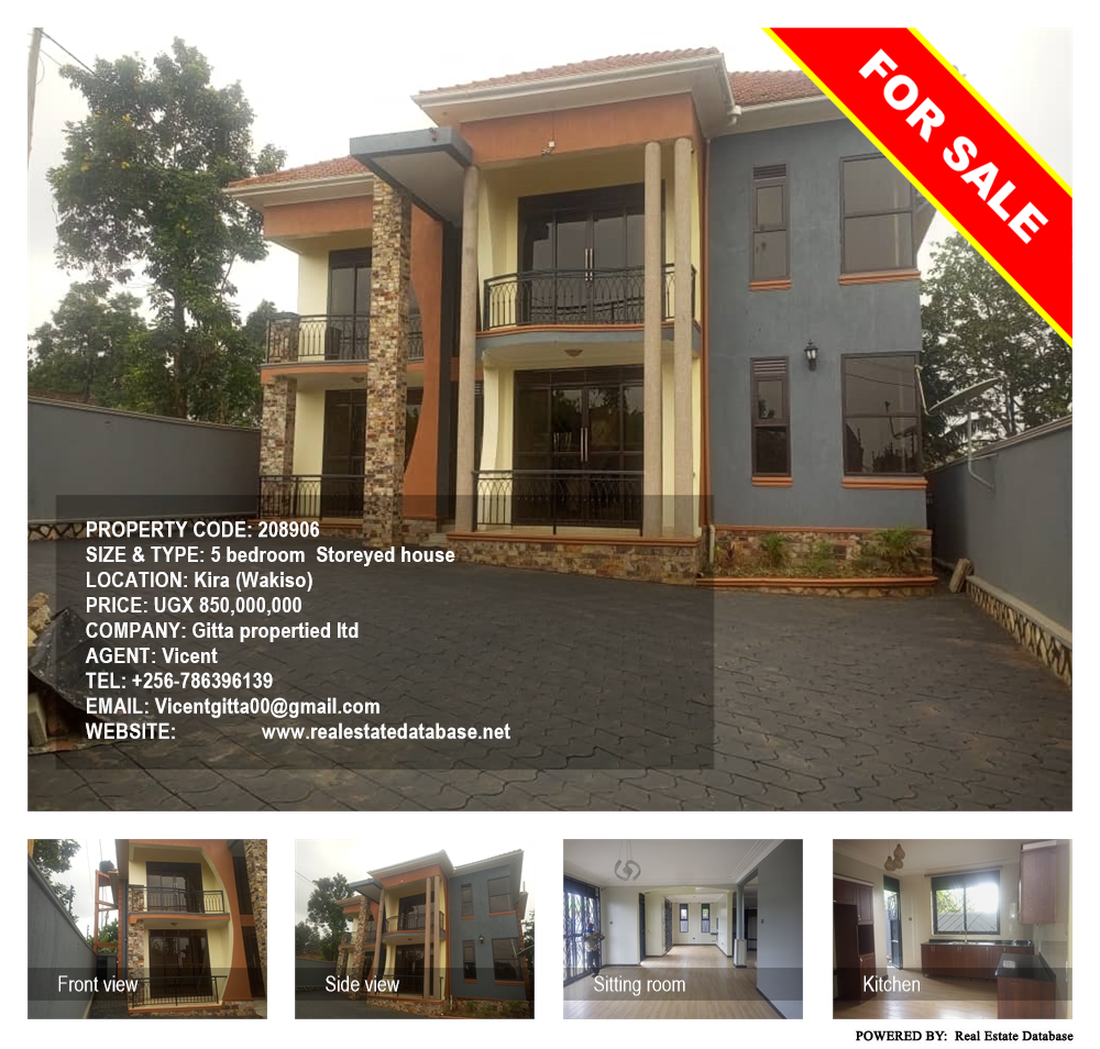 5 bedroom Storeyed house  for sale in Kira Wakiso Uganda, code: 208906