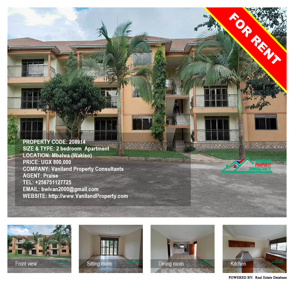 2 bedroom Apartment  for rent in Mbalwa Wakiso Uganda, code: 208914