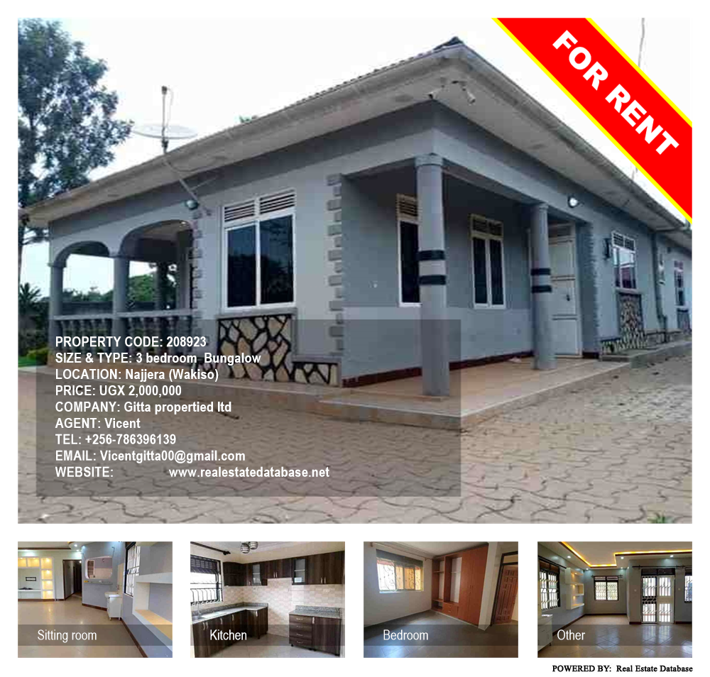 3 bedroom Bungalow  for rent in Najjera Wakiso Uganda, code: 208923