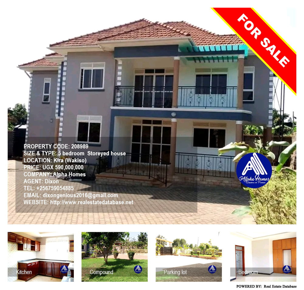 5 bedroom Storeyed house  for sale in Kira Wakiso Uganda, code: 208989