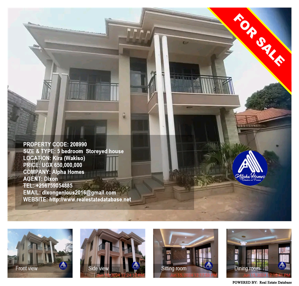 5 bedroom Storeyed house  for sale in Kira Wakiso Uganda, code: 208990