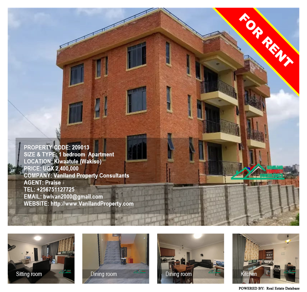 1 bedroom Apartment  for rent in Kiwaatule Wakiso Uganda, code: 209013