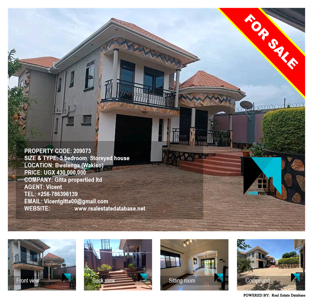 5 bedroom Storeyed house  for sale in Bwelenga Wakiso Uganda, code: 209073