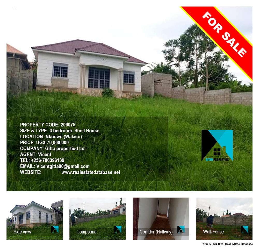 3 bedroom Shell House  for sale in Nkoowe Wakiso Uganda, code: 209075