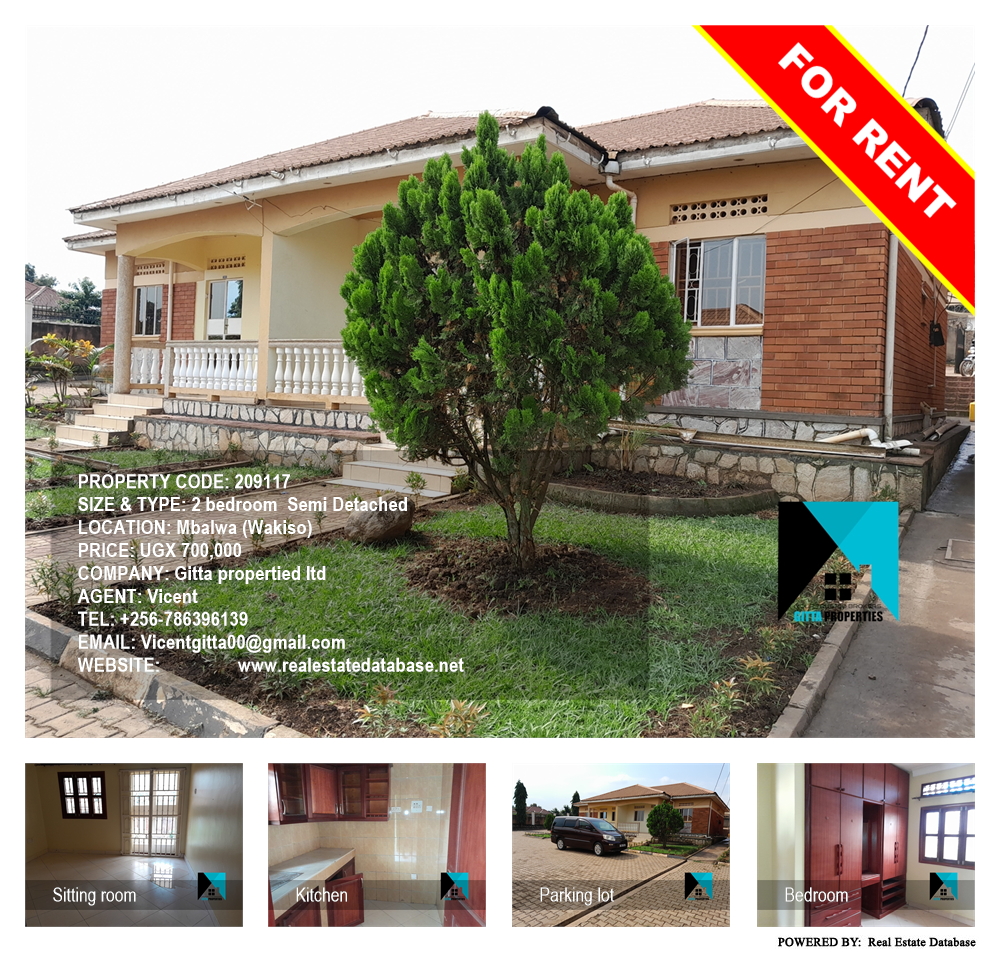 2 bedroom Semi Detached  for rent in Mbalwa Wakiso Uganda, code: 209117