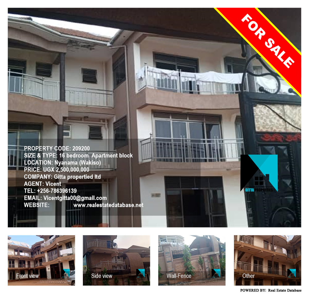 16 bedroom Apartment block  for sale in Nyanama Wakiso Uganda, code: 209200