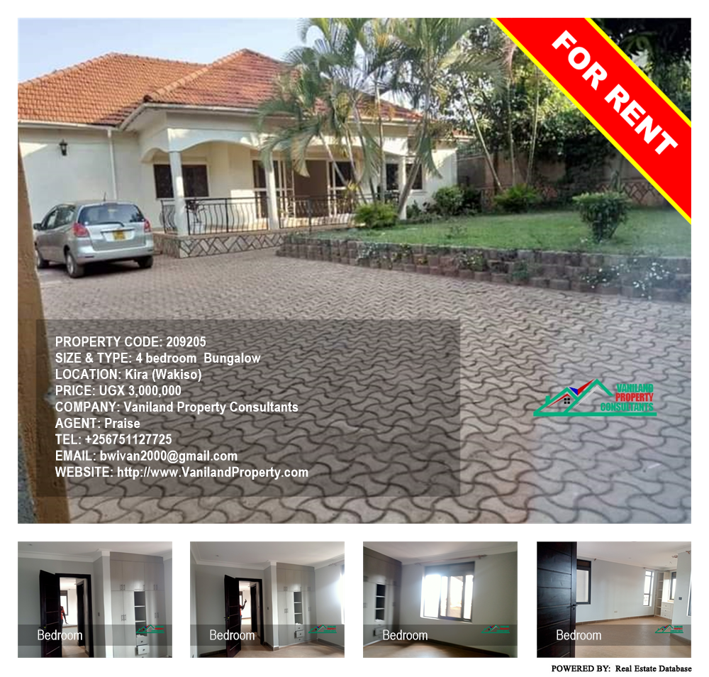 4 bedroom Bungalow  for rent in Kira Wakiso Uganda, code: 209205