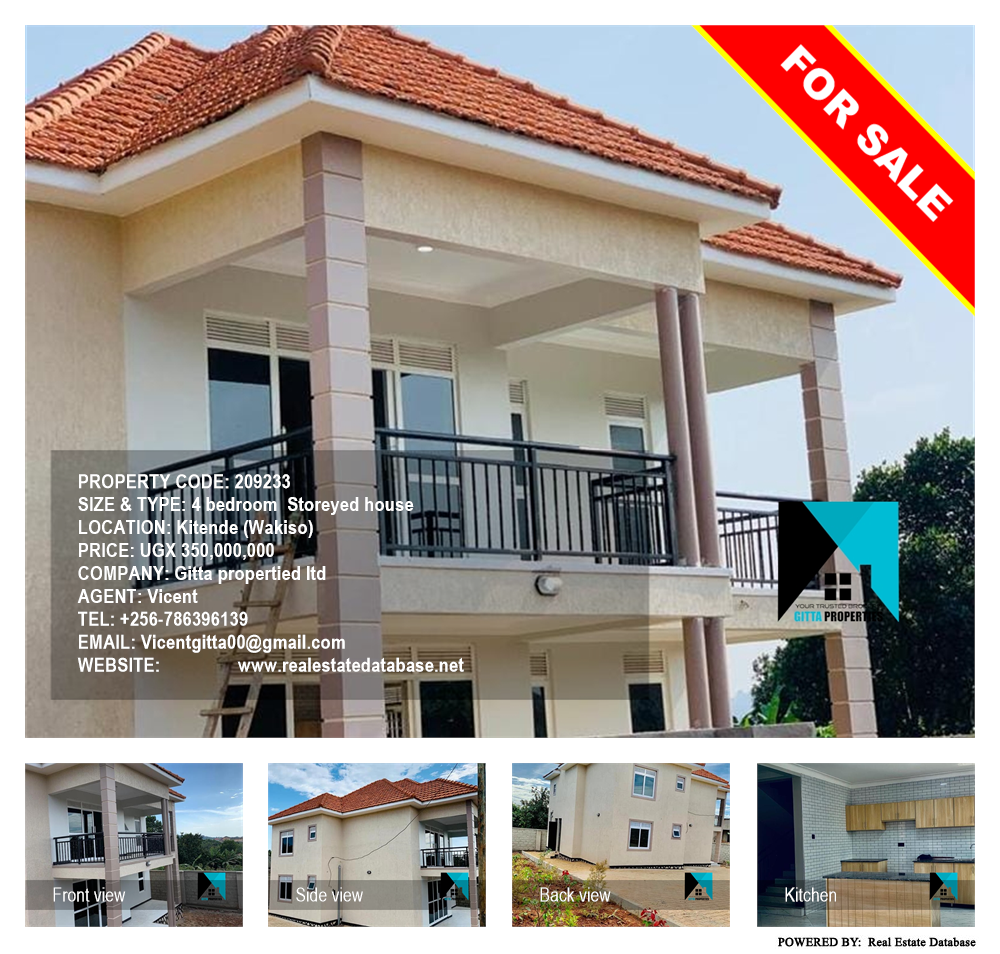 4 bedroom Storeyed house  for sale in Kitende Wakiso Uganda, code: 209233