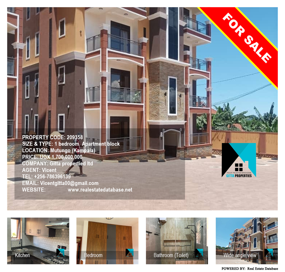 1 bedroom Apartment block  for sale in Mutungo Kampala Uganda, code: 209358