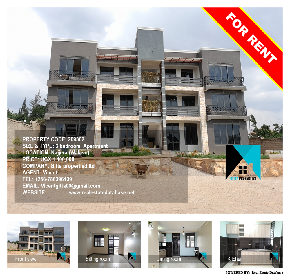 3 bedroom Apartment  for rent in Najjera Wakiso Uganda, code: 209362