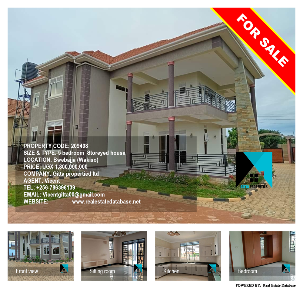 5 bedroom Storeyed house  for sale in Bwebajja Wakiso Uganda, code: 209408