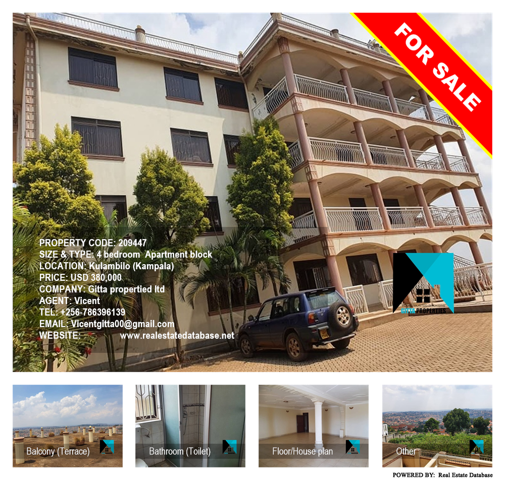 4 bedroom Apartment block  for sale in Kulambilo Kampala Uganda, code: 209447