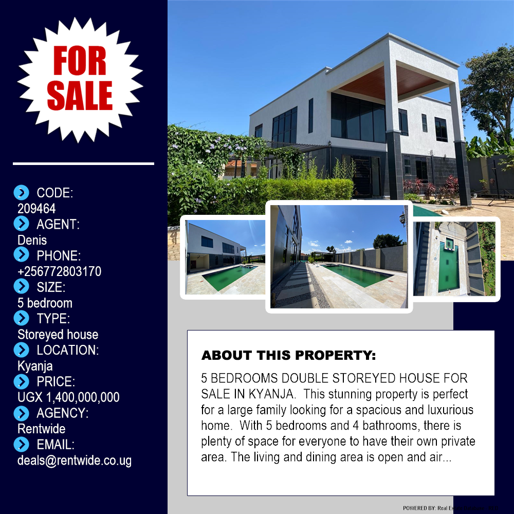 5 bedroom Storeyed house  for sale in Kyanja Kampala Uganda, code: 209464