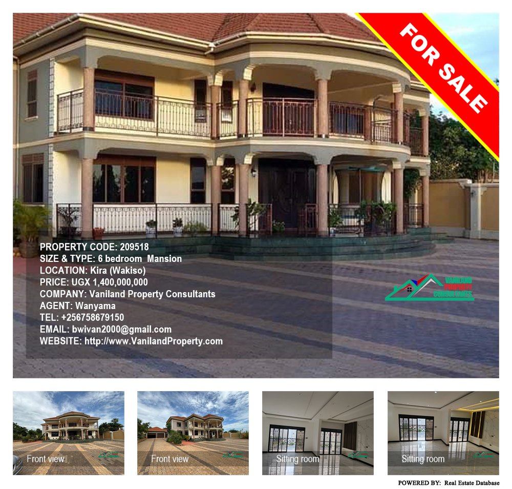 6 bedroom Mansion  for sale in Kira Wakiso Uganda, code: 209518