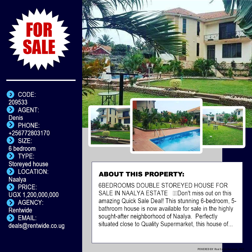 6 bedroom Storeyed house  for sale in Naalya Wakiso Uganda, code: 209533