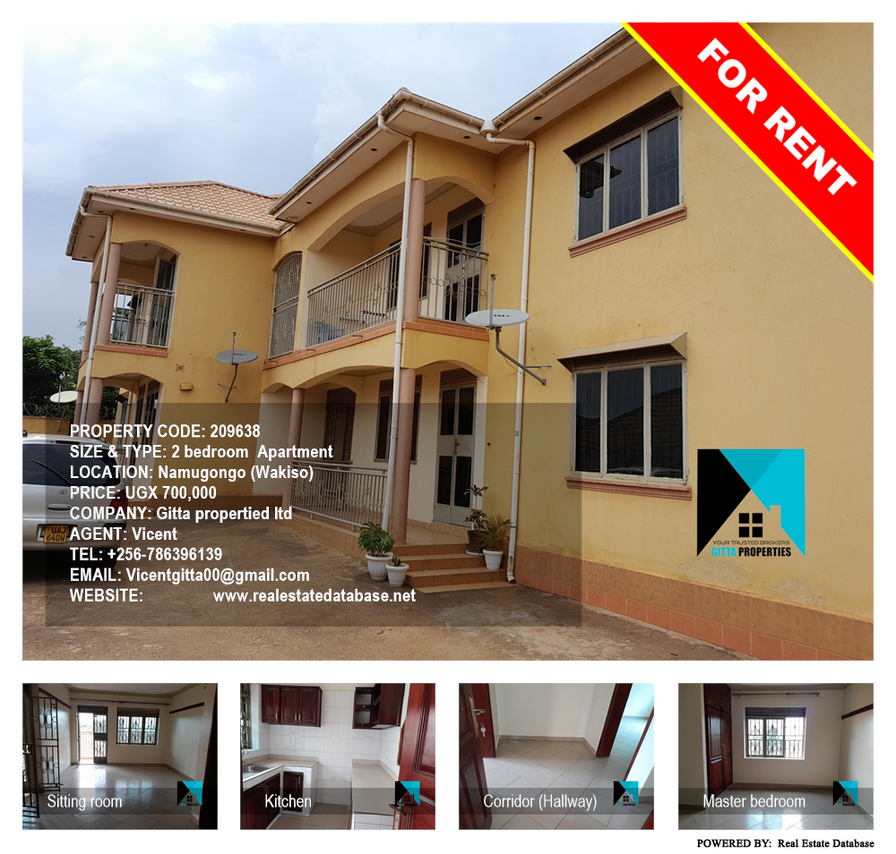 2 bedroom Apartment  for rent in Namugongo Wakiso Uganda, code: 209638