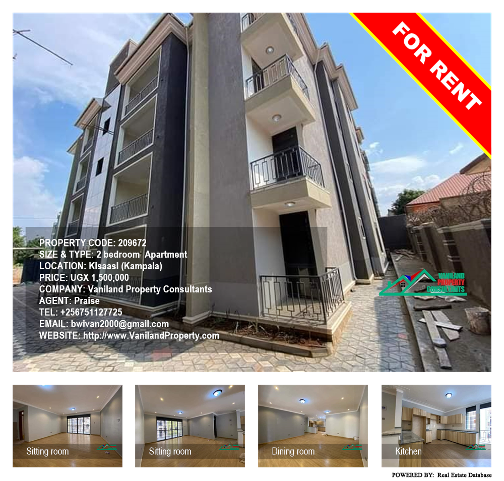 2 bedroom Apartment  for rent in Kisaasi Kampala Uganda, code: 209672