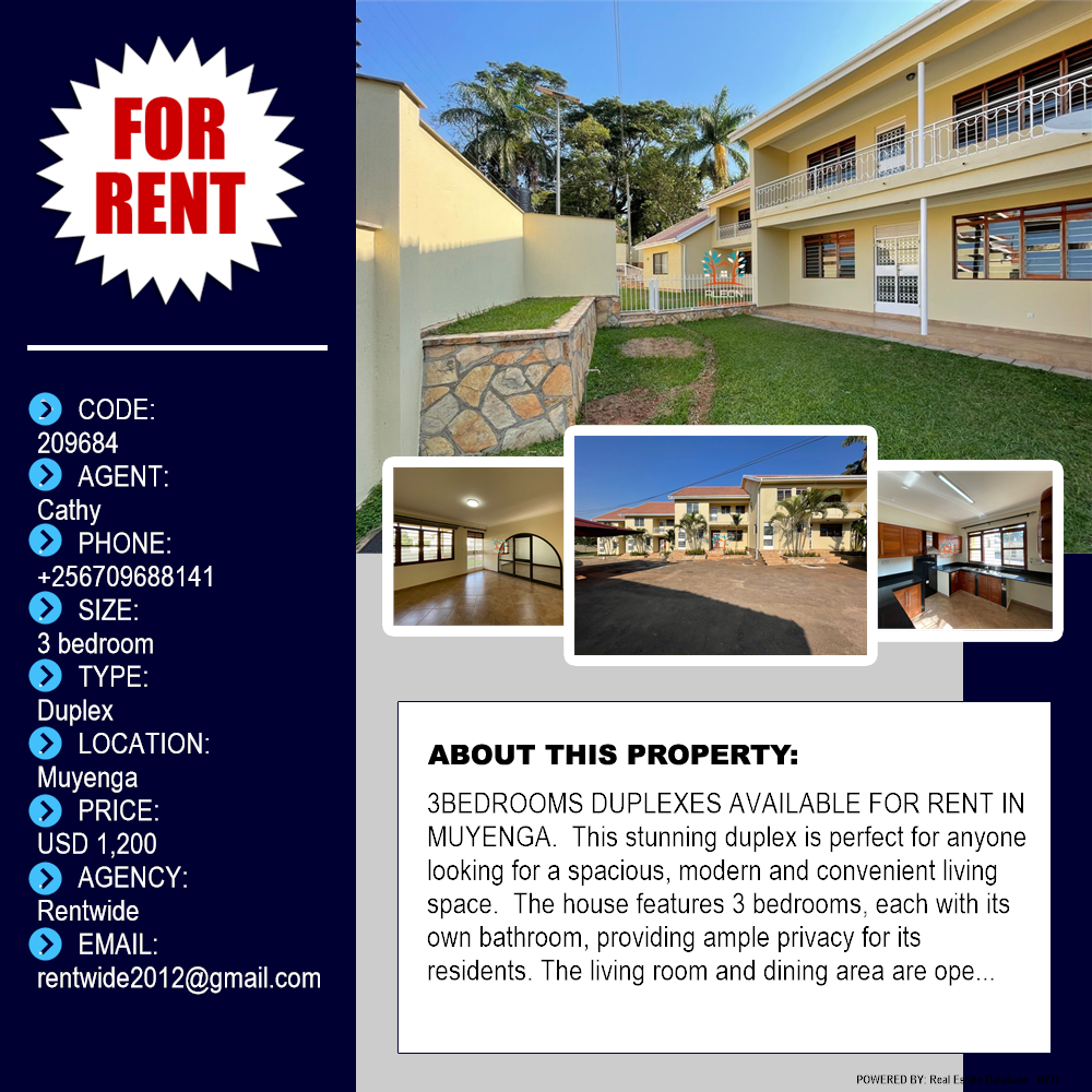 3 bedroom Duplex  for rent in Muyenga Kampala Uganda, code: 209684