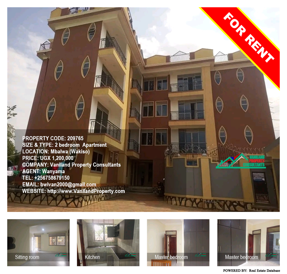 2 bedroom Apartment  for rent in Mbalwa Wakiso Uganda, code: 209765