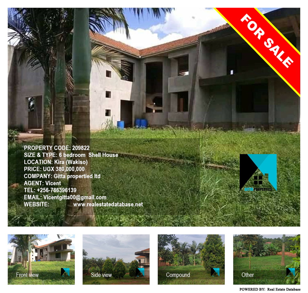 6 bedroom Shell House  for sale in Kira Wakiso Uganda, code: 209822