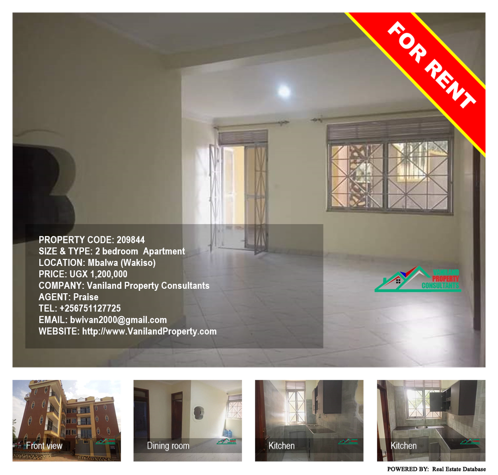 2 bedroom Apartment  for rent in Mbalwa Wakiso Uganda, code: 209844