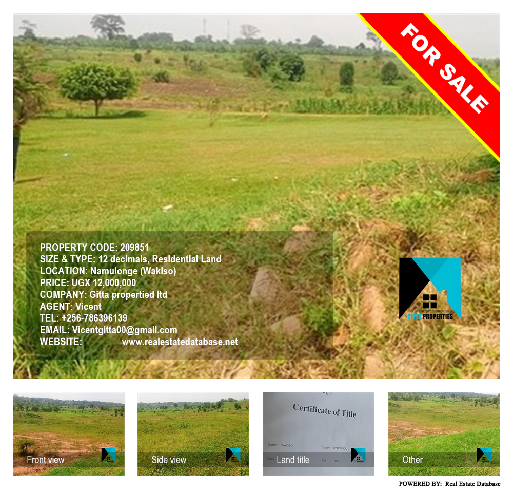 Residential Land  for sale in Namulonge Wakiso Uganda, code: 209851