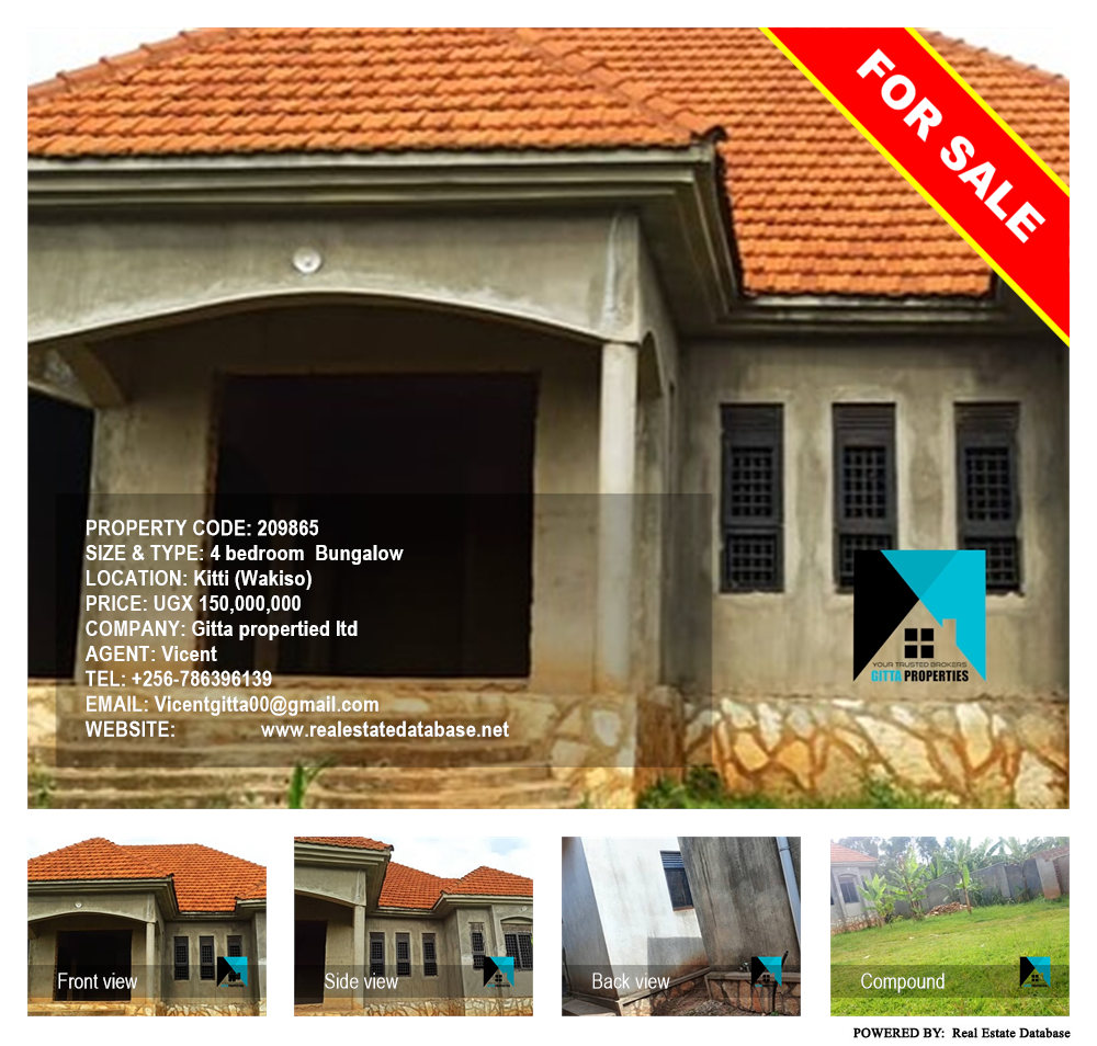 4 bedroom Bungalow  for sale in Kitti Wakiso Uganda, code: 209865