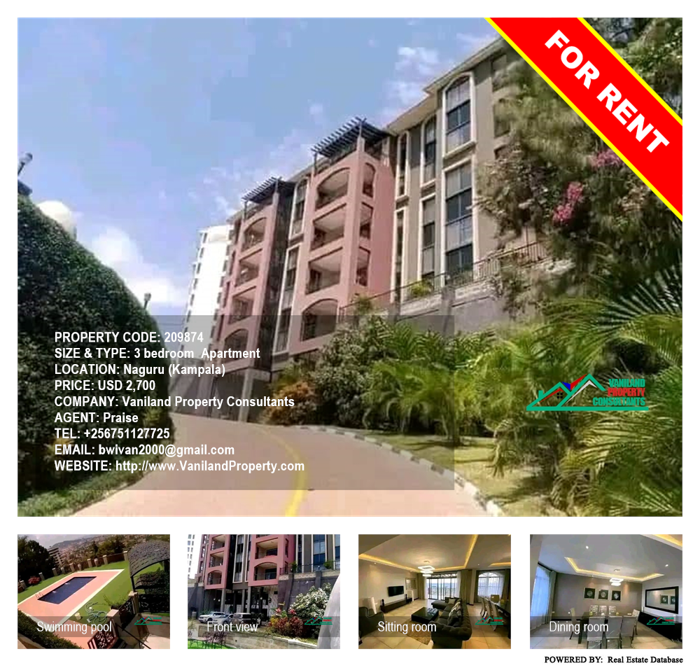 3 bedroom Apartment  for rent in Naguru Kampala Uganda, code: 209874