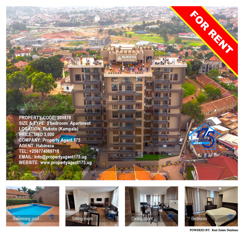 3 bedroom Apartment  for rent in Bukoto Kampala Uganda, code: 209878