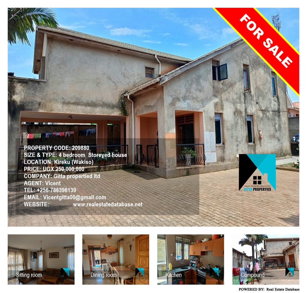 4 bedroom Storeyed house  for sale in Kireku Wakiso Uganda, code: 209880