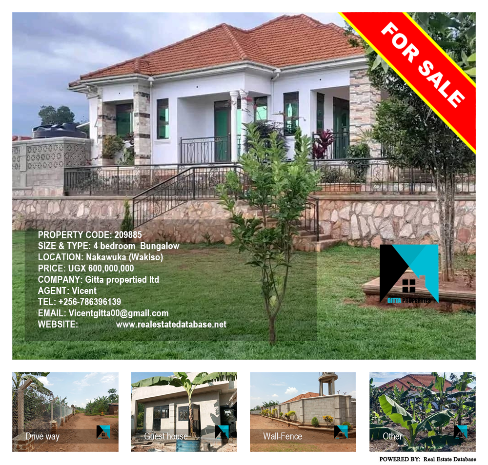 4 bedroom Bungalow  for sale in Nakawuka Wakiso Uganda, code: 209885