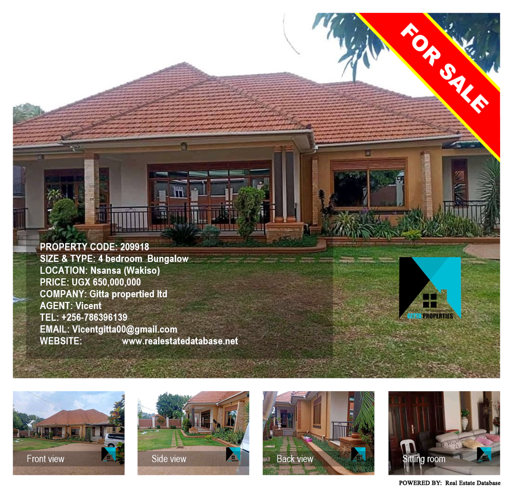 4 bedroom Bungalow  for sale in Nsansa Wakiso Uganda, code: 209918