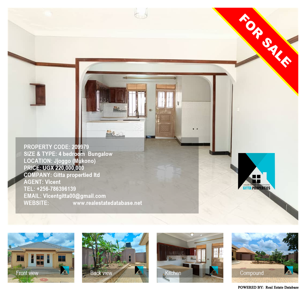 4 bedroom Bungalow  for sale in Jjoggo Mukono Uganda, code: 209979