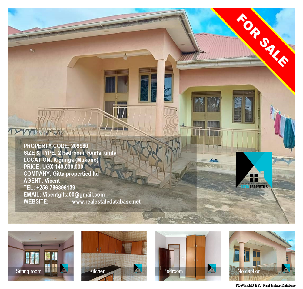 2 bedroom Rental units  for sale in Kigunga Mukono Uganda, code: 209980