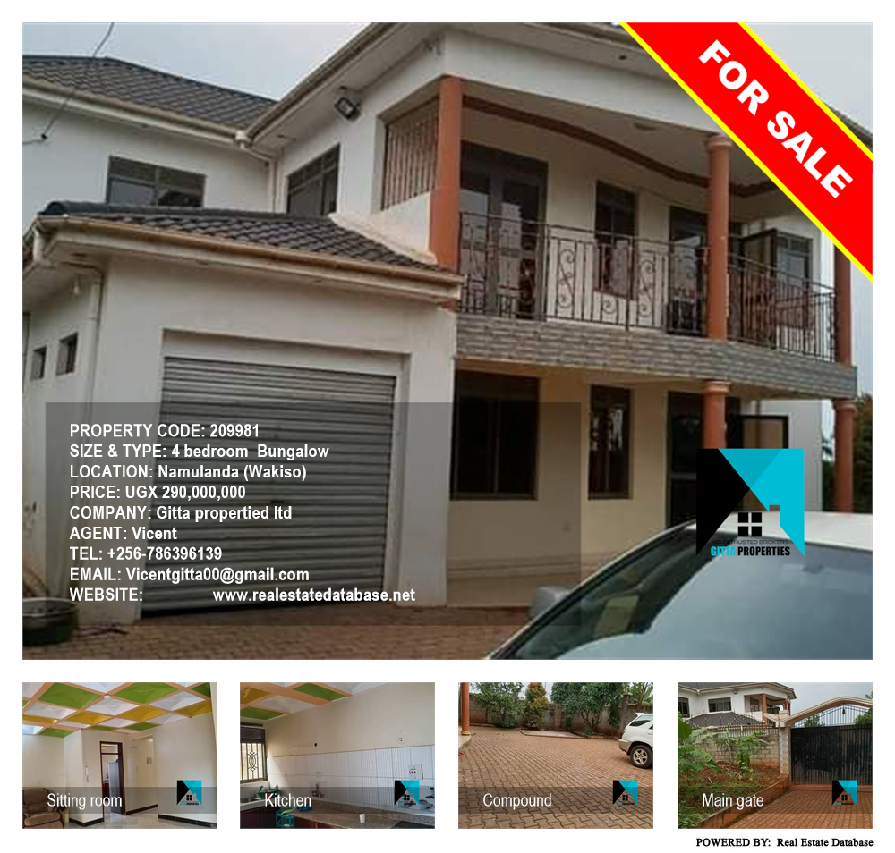 4 bedroom Bungalow  for sale in Namulanda Wakiso Uganda, code: 209981