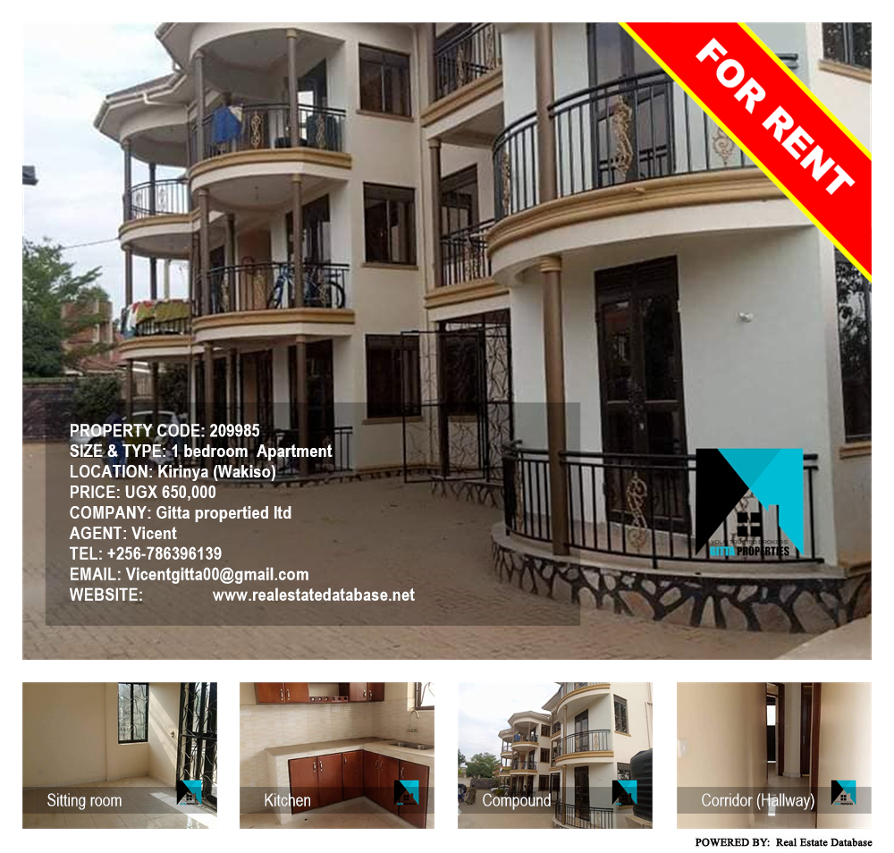 1 bedroom Apartment  for rent in Kirinya Wakiso Uganda, code: 209985