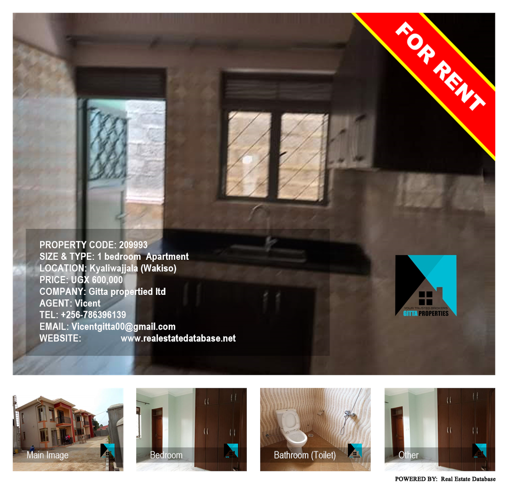 1 bedroom Apartment  for rent in Kyaliwajjala Wakiso Uganda, code: 209993