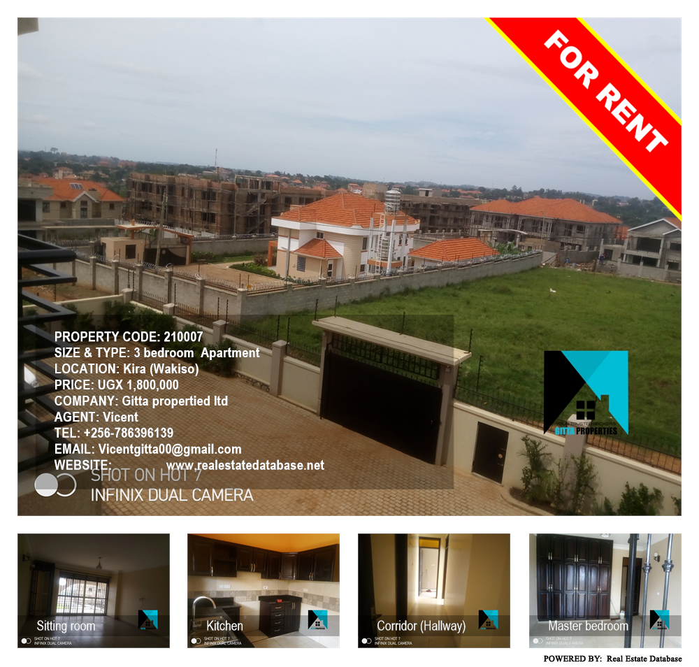 3 bedroom Apartment  for rent in Kira Wakiso Uganda, code: 210007