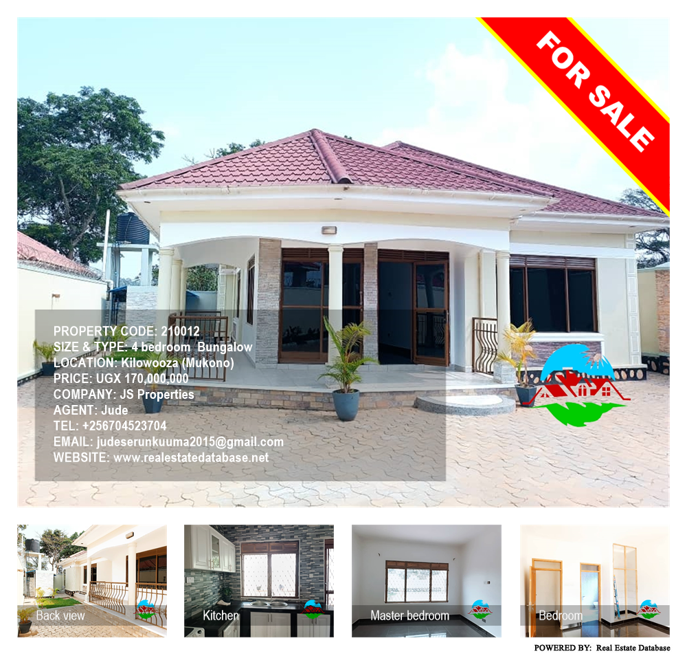 4 bedroom Bungalow  for sale in Kilowooza Mukono Uganda, code: 210012