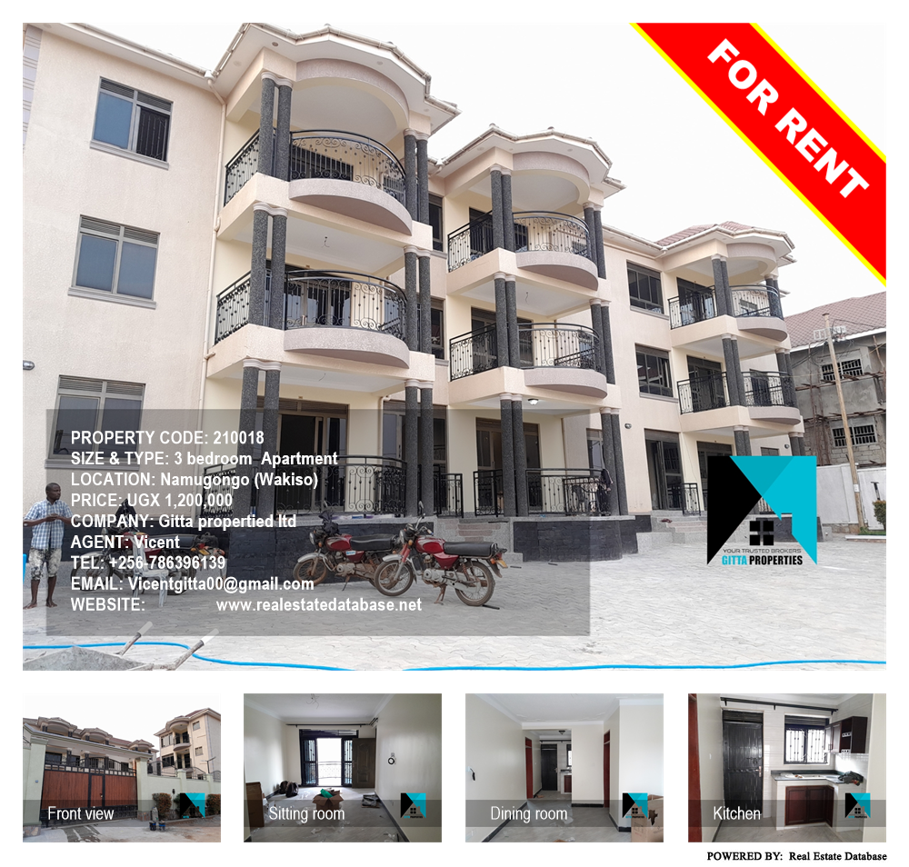 3 bedroom Apartment  for rent in Namugongo Wakiso Uganda, code: 210018