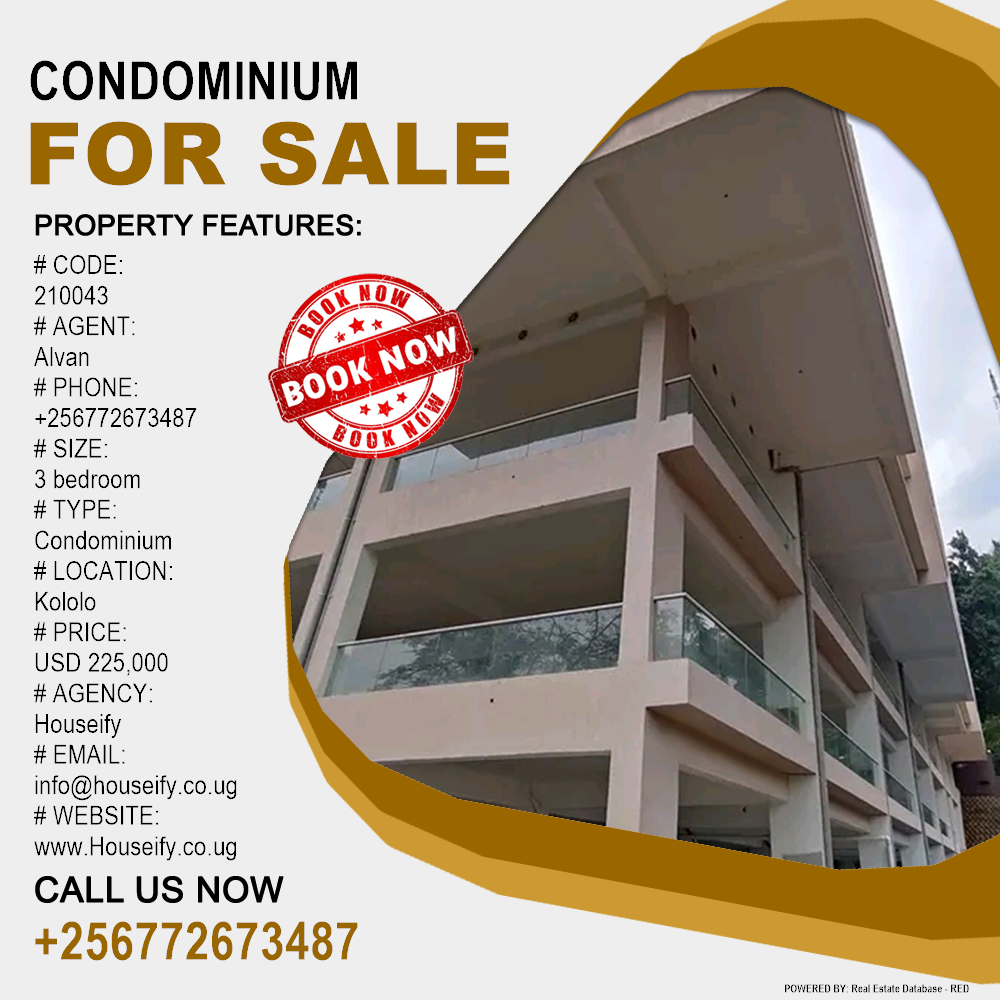 3 bedroom Condominium  for sale in Kololo Kampala Uganda, code: 210043