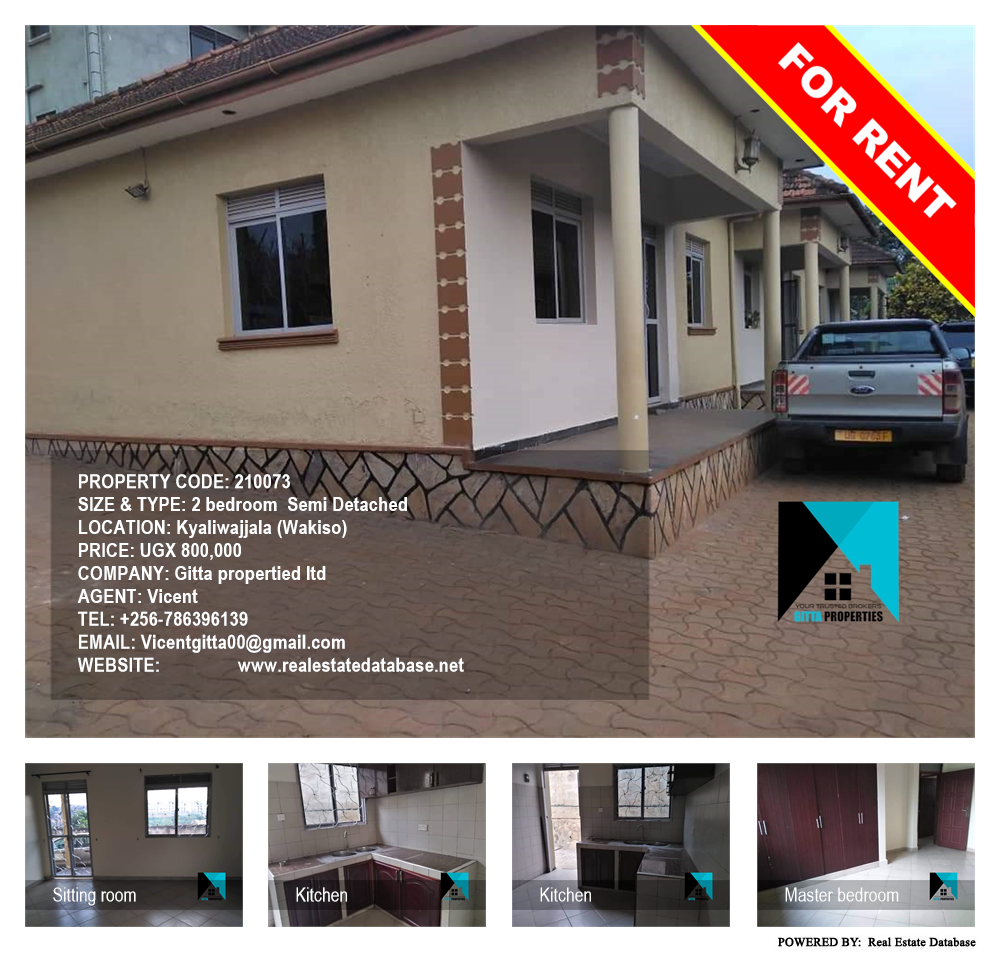 2 bedroom Semi Detached  for rent in Kyaliwajjala Wakiso Uganda, code: 210073