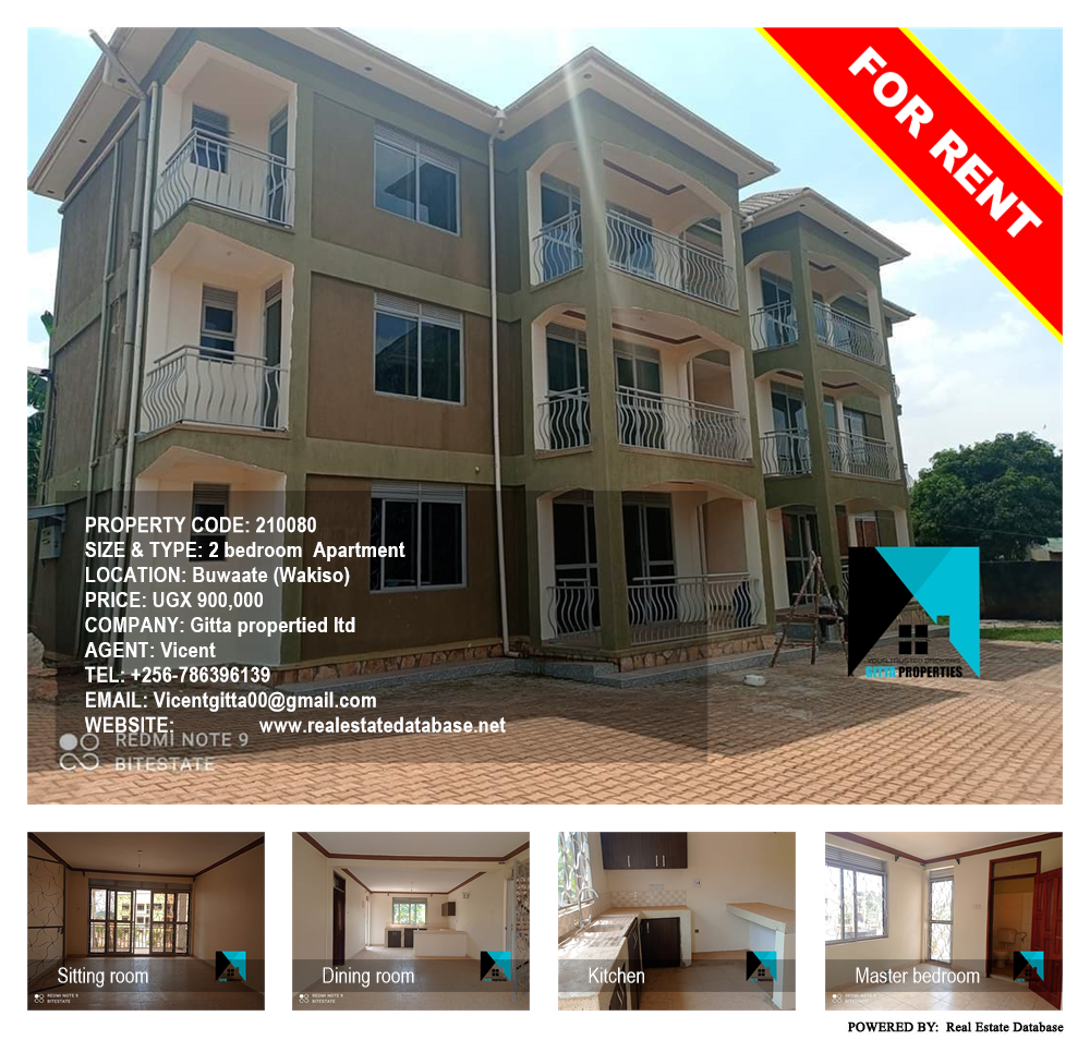 2 bedroom Apartment  for rent in Buwaate Wakiso Uganda, code: 210080