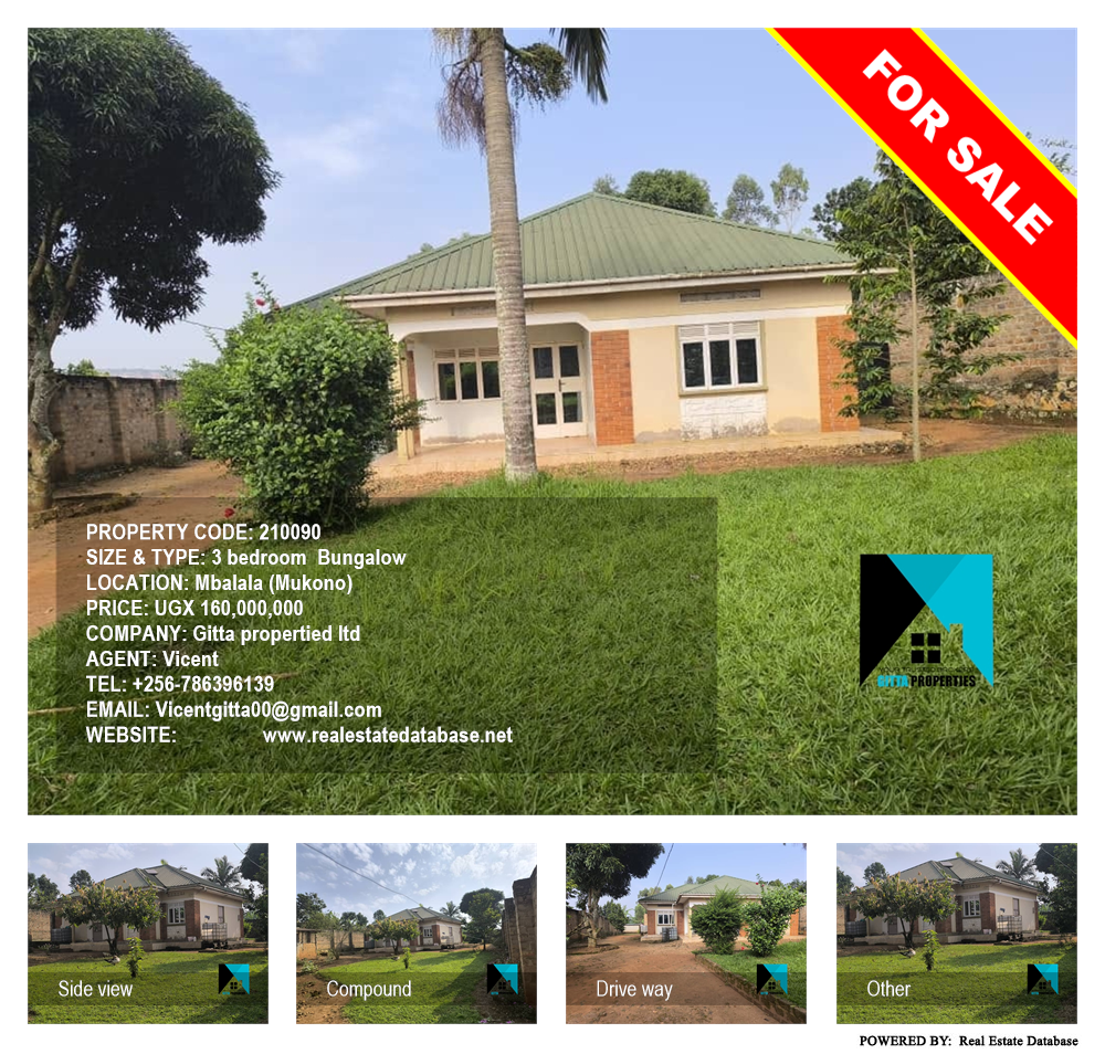 3 bedroom Bungalow  for sale in Mbalala Mukono Uganda, code: 210090