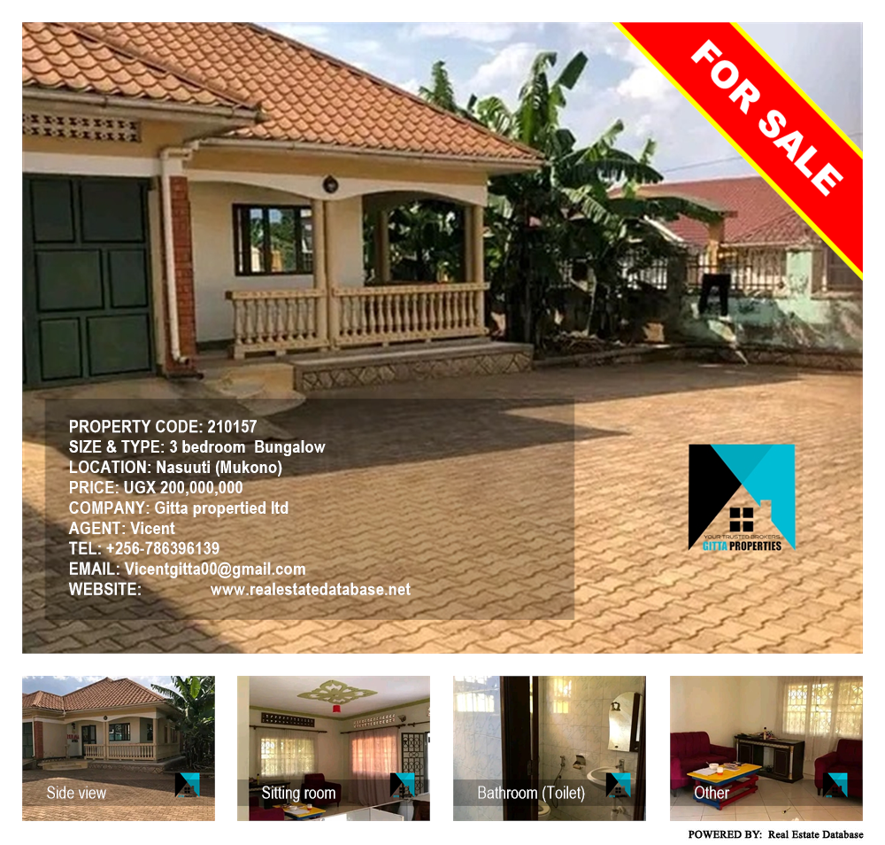 3 bedroom Bungalow  for sale in Nasuuti Mukono Uganda, code: 210157