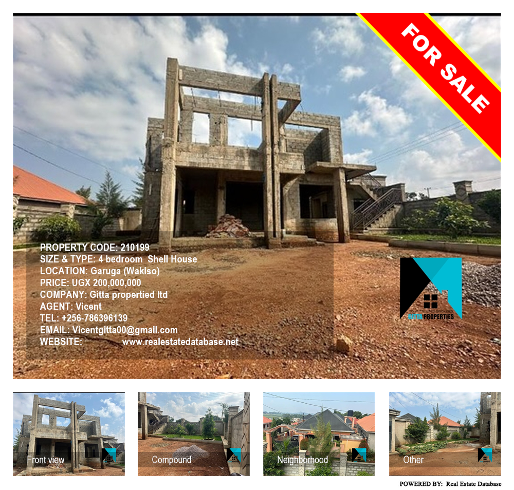 4 bedroom Shell House  for sale in Garuga Wakiso Uganda, code: 210199