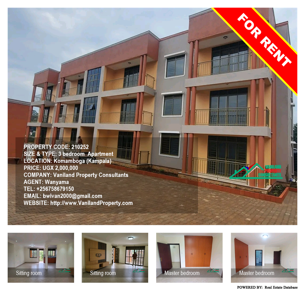 3 bedroom Apartment  for rent in Komamboga Kampala Uganda, code: 210252