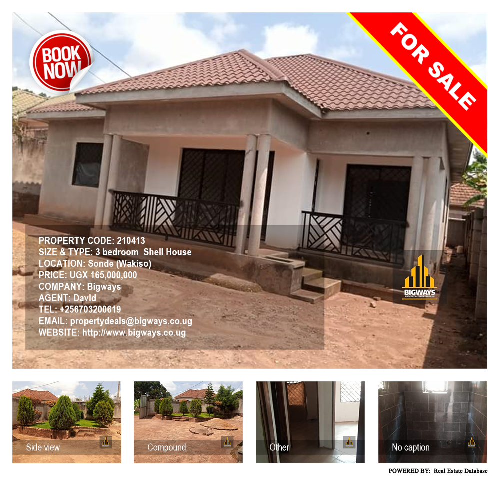 3 bedroom Shell House  for sale in Sonde Wakiso Uganda, code: 210413