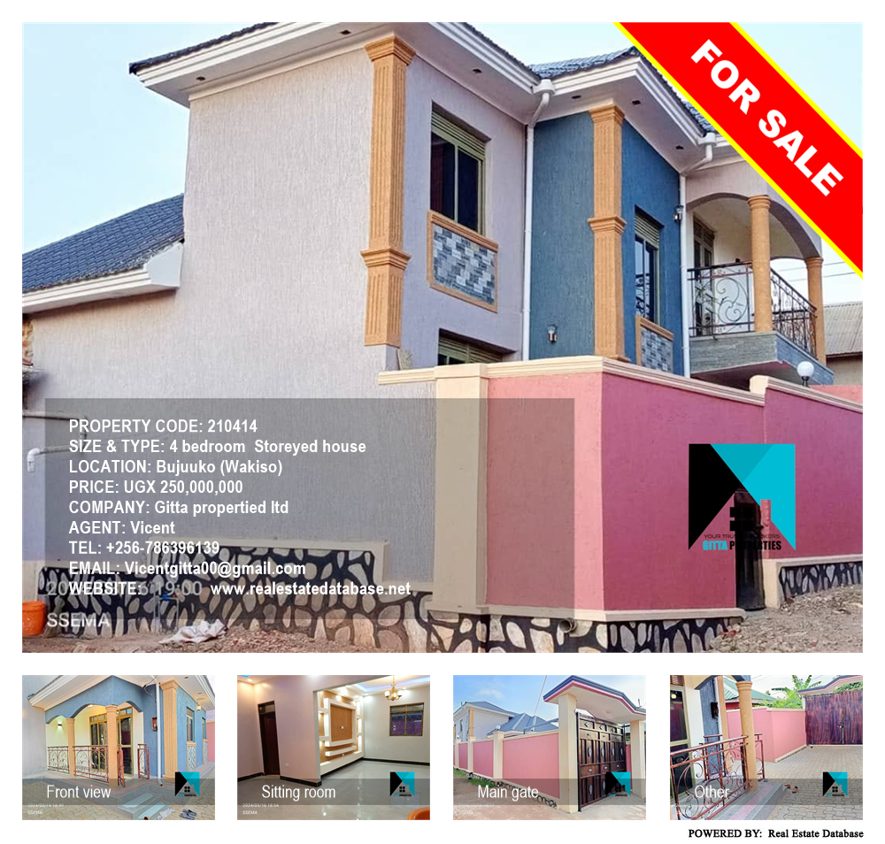 4 bedroom Storeyed house  for sale in Bujuuko Wakiso Uganda, code: 210414