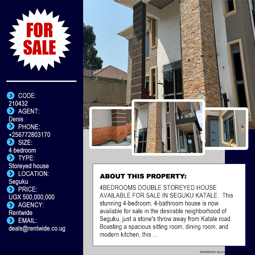 4 bedroom Storeyed house  for sale in Seguku Wakiso Uganda, code: 210432